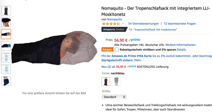 Nomaquito Tropenschlafsack Amazons Choice